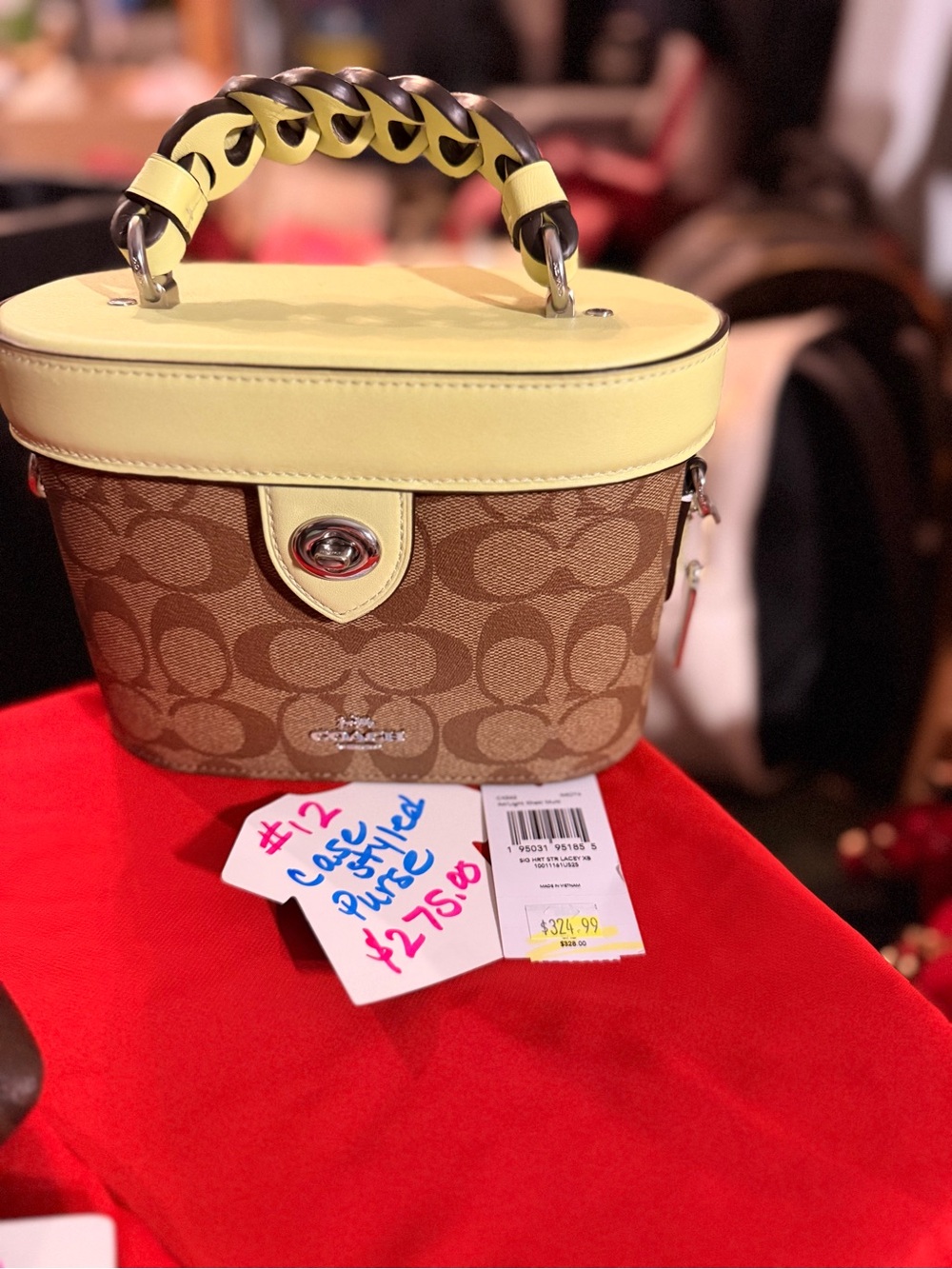Coach Mini Top-Handle Bag in Yellow and Brown